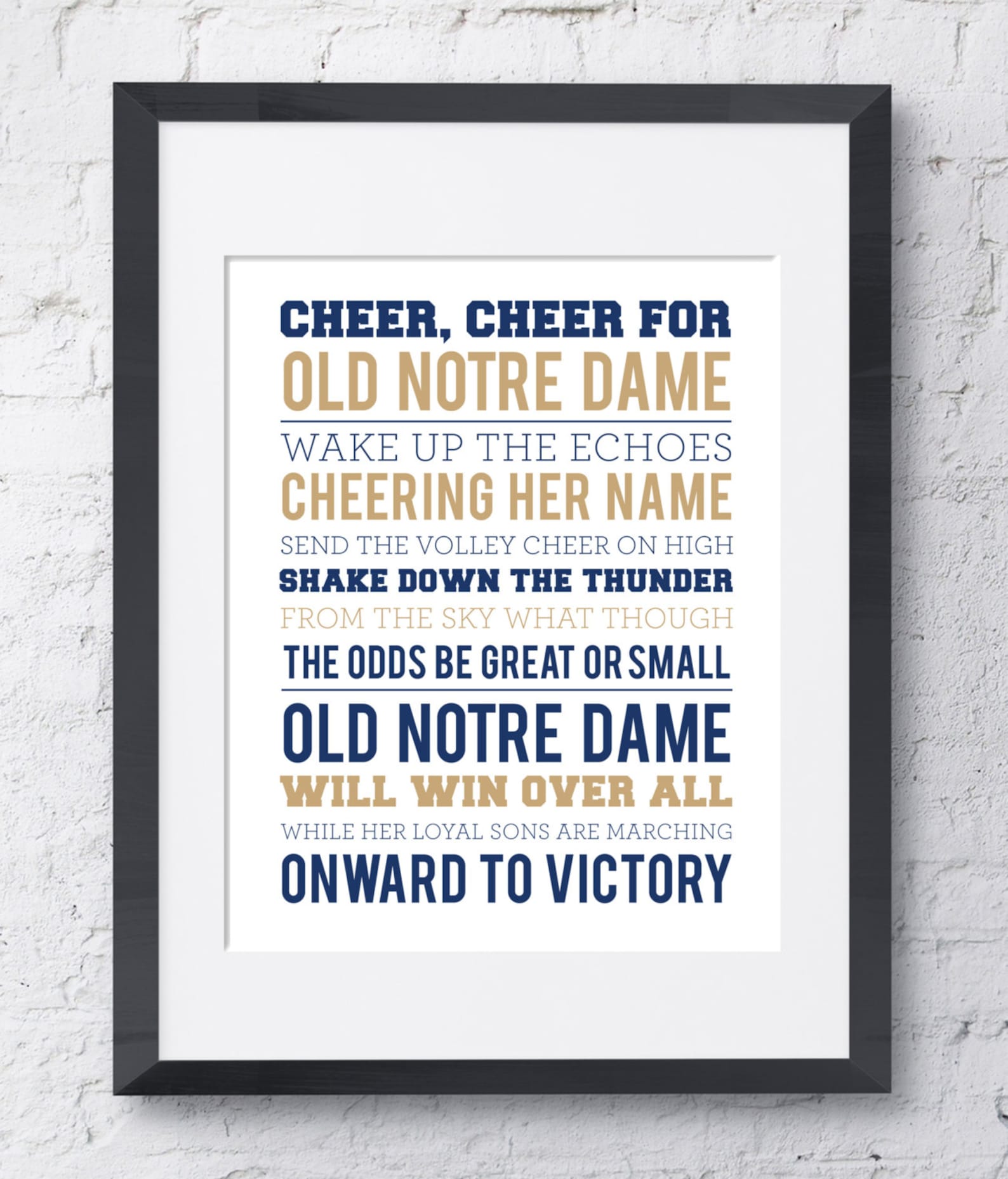 Notre Dame Fight Song Wall Art Printable Download Blue and - Etsy