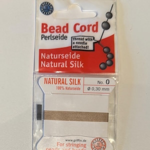 Griffin Silk Cord Size 0, High Quality Beige Cord 0.30mm, Perfect for Beading & Pearl Threading, Jewellery Making Supplies