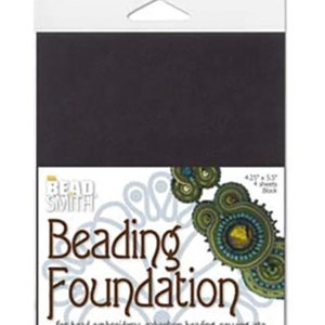 Beadsmith Beading Foundation - 4.25x5.5&quot; Black (4 sheets), Bead Embroidery Backing, Perfect for Beadwork Projects, Craft lovers gift