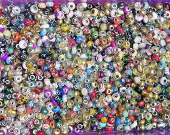 Mixed Style Großlochperlen, 25 Stück mehrfarbige Lampwork & Glas, perfekt für die Schmuckherstellung