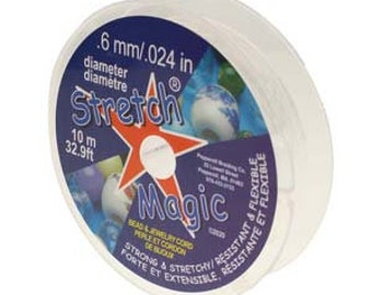 Cordón elástico transparente para bisutería, Stretch Magic, 0,6 mm, carrete de 10 m