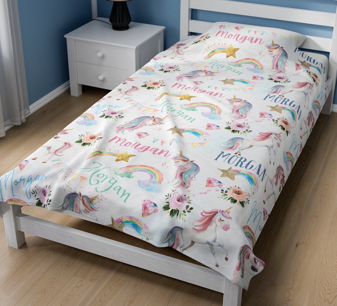 Personalized Unicorn Blanket For Girls - Custom Name Plush Fleece Throw 30x40 Inches - View #11