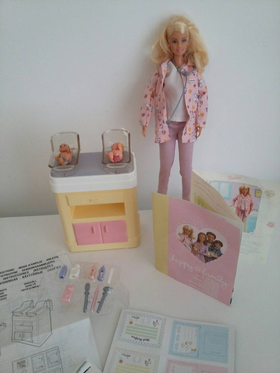 eterno lavabo pañuelo Muñeca Barbie doctora con bebés gemelos feliz gama familiar - Etsy México