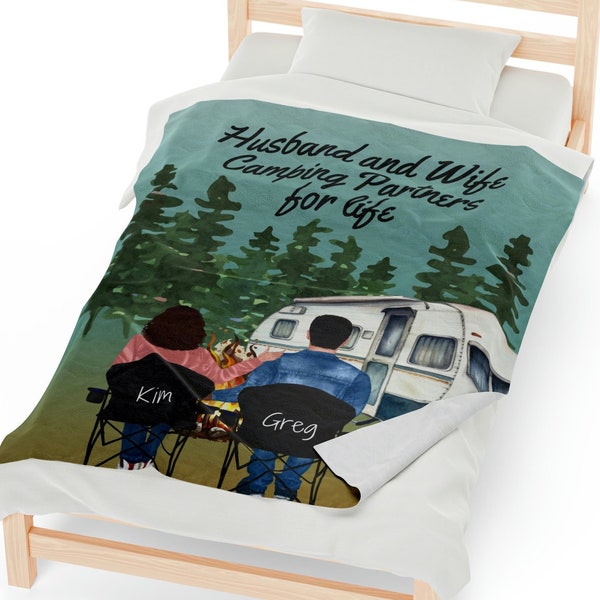 Personalized Camping Couple Throw Blanket