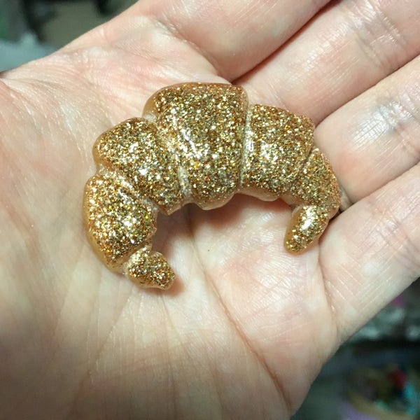 Petite Pastry Glitter Resin Croissant Brooch