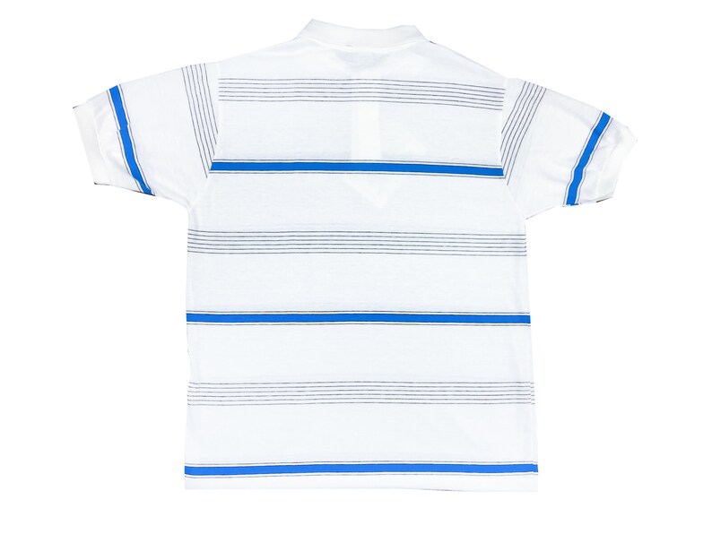 22P x 28L Large Soft Single Stitch Preppy Rare | Vintage 80s Made in USA NWT Deadstock With Tags /'Le Tigre/' Striped Polo Shirt