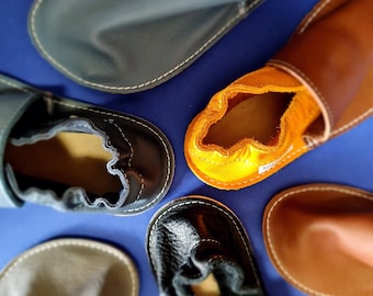 Leather Slippers & Shoes with Rubber Sole – Handmade Barefoot Minimalist Shoes (EU 18-46)