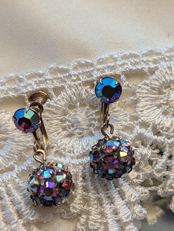 Weiss Vintage Earrings, Aurora Borealis Crystal Ball Earrings , Dangle  Earrings, Screw Back Earrings - Etsy