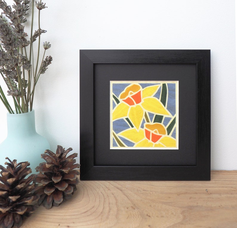 Small framed Art, Small flower Prints, Contemporary Floral Prints, Flower Wall Art, Stylish Framed Flower Prints, Colourful, Thank you gifts image 3