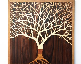 Grand arbre de la pendaison de mur de vie, art naturel de mur d’arbre, oiseau contemporain attirant l’oeil dans l’image d’arbre, grand arbre de la vie illustration *