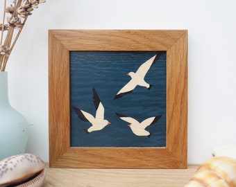 Miniature Wall Art, Seagulls Wall Art, Coastal Style, Seaside Wall Art, Coastal birds Art, Sea Birds Wall Art, Small Wall Art