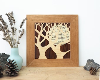 Tree Wall Art| Tree Wall Hanging| Modern Wall Art| Contemporary Art| Marquetry Tree wall art| Unique Framed Art| Tree Art| Framed Wall Art *