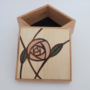 Wooden Trinket Box,Mackintosh Rose Design,Personalised Gift Box,Rose Trinket Box,Personalised Wedding Gift,Small Jewellery Box,Gifts for Her image 5