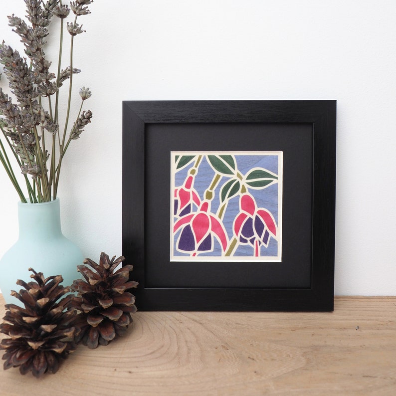 Small framed Art, Small flower Prints, Contemporary Floral Prints, Flower Wall Art, Stylish Framed Flower Prints, Colourful, Thank you gifts image 5