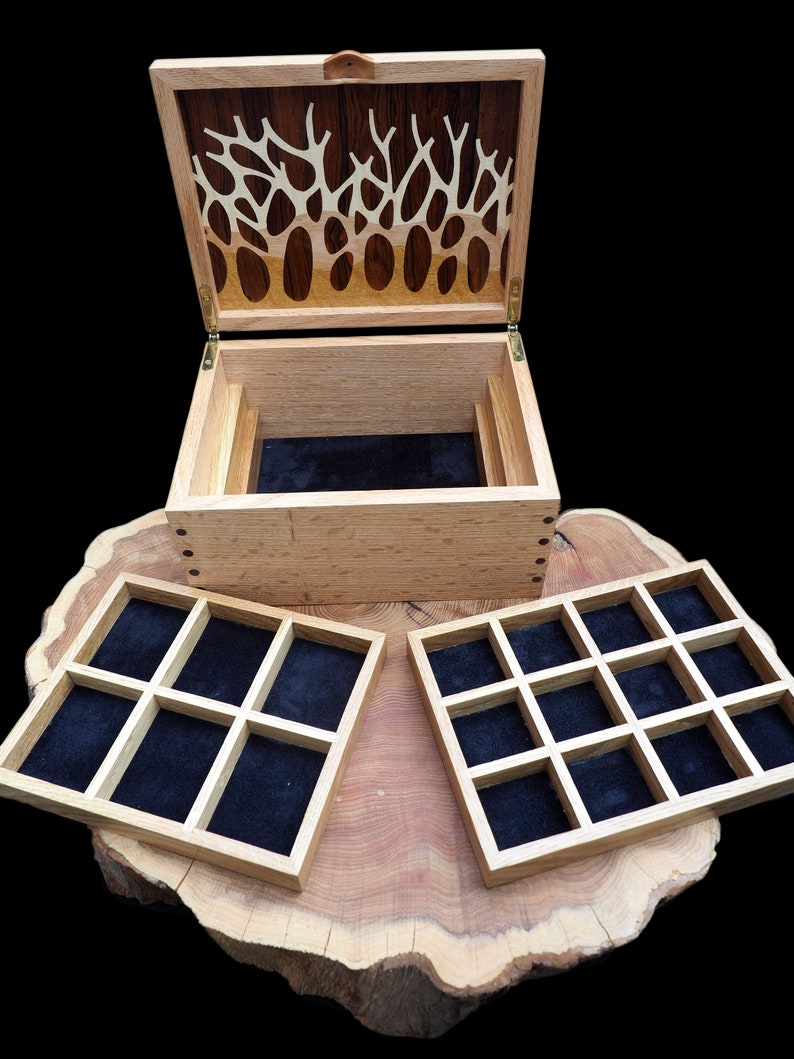Wooden Marquetry Jewellery Box, Large Wooden Jewellery Box, Autumn