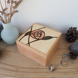 Wooden Trinket Box,Mackintosh Rose Design,Personalised Gift Box,Rose Trinket Box,Personalised Wedding Gift,Small Jewellery Box,Gifts for Her image 6