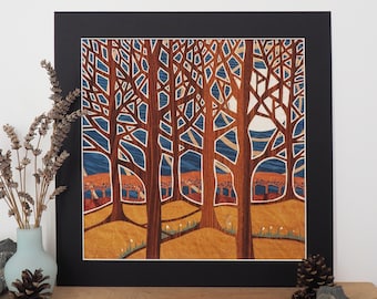 Großer Baum Druck | Großer Baum Wandkunst| Moderner Baum Druck | Zeitgenössischer Baum Druck | Einzigartige Baumkunst | Großer Giclée-Druck | Geschenke für Ihn|