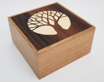 Wooden Trinket Box, Tree of Life keepsake box, Small Jewellery box, Wooden Cufflinks box, Watch Box, Gifts for Him,  Wooden Gift Box *