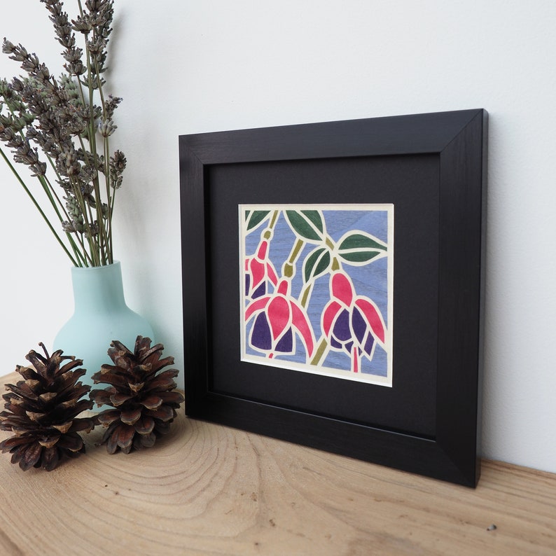 Small framed Art, Small flower Prints, Contemporary Floral Prints, Flower Wall Art, Stylish Framed Flower Prints, Colourful, Thank you gifts image 6