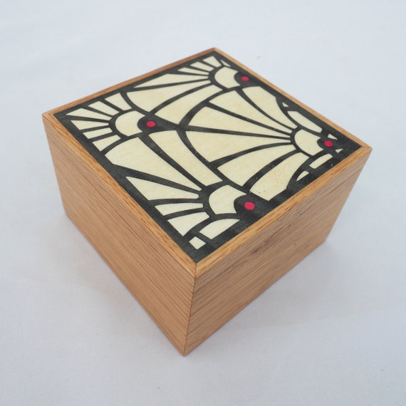 Caja pequeña de madera para baratijas con diseño de estilo Art Deco, caja  de madera para recuerdos, caja de regalo pequeña de roble, caja de reloj de  madera -  México