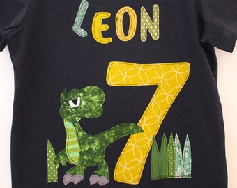 Birthday Shirt Kids,Birthday Shirt,Birthday Shirt with Dinosaur,Name Shirt,Birthday Number,Yellow,Green,Blue,Color Blobskerstin