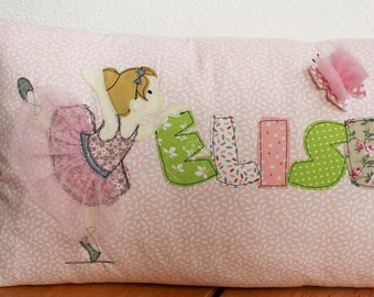 Kuschelkissen, Namenkissen mit BALLERINA,Kissen für Mädchen,Geschenk zur Geburt,Geschenk zur Taufe,Geburtstagsgeschenk,Kindergeburtstag