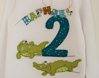 Birthday shirt, crocodile, birthday shirt with CROCODILE, name shirt, birthday shirt, birthday number, children's shirt, boy's shirt, COLOR BLOCKS