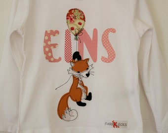 Geburtstagsshirt Kinder,Namenshirt,FUCHS,Geburtstagsshirt,Kindershirt,Shirt mit Zahl,Shirt mit Namen,Shirt mit Fuchs,farbkleckskerstin