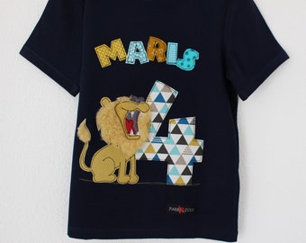 Geburtstagsshirt, Löwe,Geburtstagsshirt mit Löwe, Namenshirt,Shirt zum Geburtstag,Geburtstagsshirt Kinder,Kindershirt,farbkleckskerstin