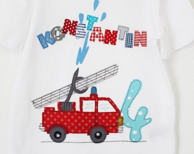 Cooles Feuerwehr T-Shirt Zum 3. Geburtstag Für Jungen Und Mädchen – Mit Feuerwehrauto Motiv