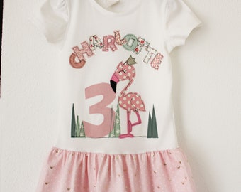 Geburtstagskleid,Geburtstagskleid Kinder,FLAMINGO, Mädchenkleid, Kleid zum Geburtstag,TshirtKleid,Geburtstagskleid mit Flamingo,Geburtstag