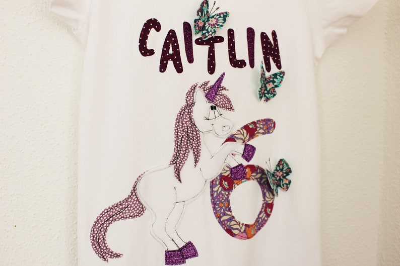 Geburtstagskleid,Geburtstagskleid Kinder,EINHORN,Mädchenkleid,Kleid zum Geburtstag,TshirtKleid,Geburtstagskleid mit Einhorn,Glitzer,lila Bild 4