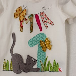 Birthday shirt children, birthday shirt with CAT, kitten, children's shirt, birthday shirt, birthday number, cat, name shirt, color splash Kerstin