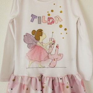 Birthday dress, birthday shirt children, FEE, little fairy, dress for birthday, children's dress with fairy, birthday number, glitter,