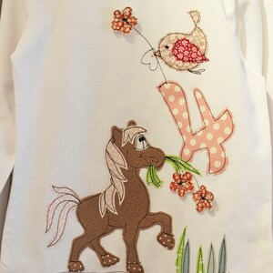 Birthday shirt with HORSE, birthday shirt children, horse, bird, birthday number, children's shirt, shirt for birthday, farbkleckskerstin