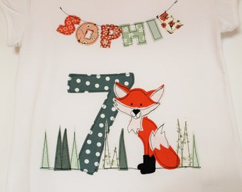 Geburtstagsshirt,Geburtstagsshirt Kinder,FUCHS,Mädchenshirt,Shirt zum Geburtstag Mädchen,Geburtstagsshirt mit Fuchs,Kindergeburtstag