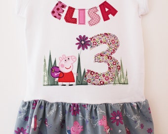 Birthday dress, birthday shirt children, birthday dress, children's dress, birthday number, name, t-shirt dress