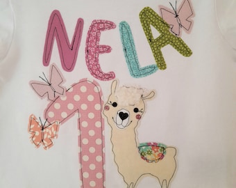 Camicia compleanno bambini, alpaca, lama, camicia per bambini, camicia per compleanno, camicia compleanno con alpaca, farfalla, lama, macchia di colore Kerstin