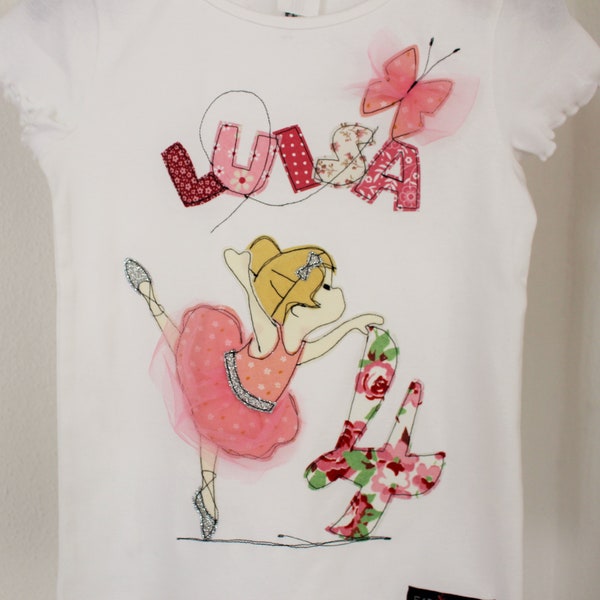 Geburtstagsshirt,KLEINE BALLERINA,Ballerina,Ballett, Kindershirt,Shirt für Mädchen,rosa,pink,Schmetterling,Shirt mit Name,Shirt mit Zahl