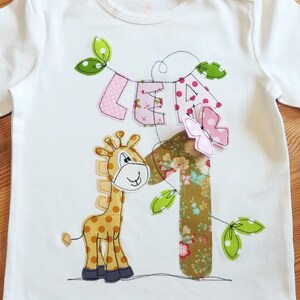 Geburtstagsshirt Kinder,Namenshirt,GIRAFFE,EULE,Dschungel,Geburtstagsshirt,Kindershirt,Shirt mit Zahl,Shirt mit Namen,Shirt mit Giraffe Bild 4