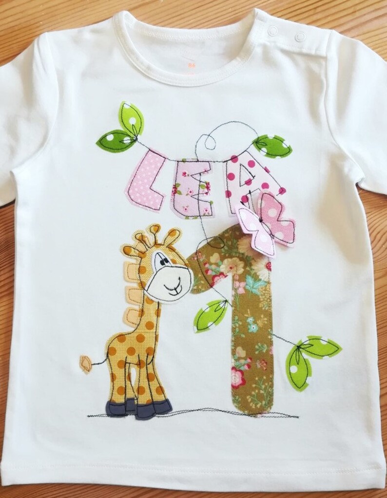 Geburtstagsshirt Kinder,Namenshirt,GIRAFFE,EULE,Dschungel,Geburtstagsshirt,Kindershirt,Shirt mit Zahl,Shirt mit Namen,Shirt mit Giraffe Bild 4