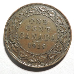 1919 Canadian 1-Cent Large XF (George V)