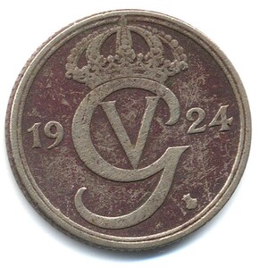 1924-W Sweden 50 Ore Silver - Low Mintage - (King Gustaf V)