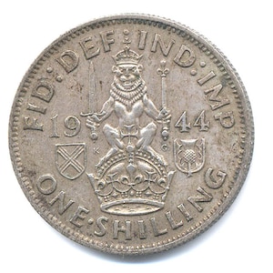 1945 Two Shillings Great Britain 0.500 Silver Coin (King George VI)