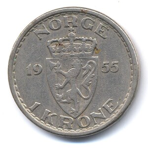1955 Norway 1 Krone Coin (Kimg Haakon VII)