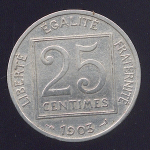 1903 France 25 Centimes Coin