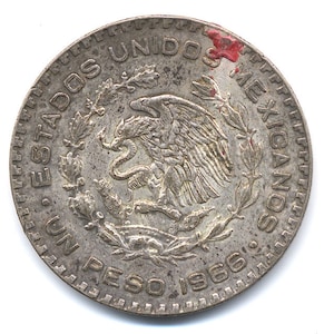 1966 Mexico 1 Peso Silver