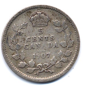 1907 Canada Edward VII 5 Cents Silver