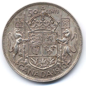 Zilveren 50-centmunt Canada 1940 - XF tot AU