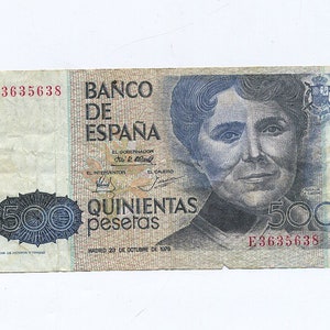 1979 Espagne 500 Pesetas Bank Note - María Rosalía Rita de Castro